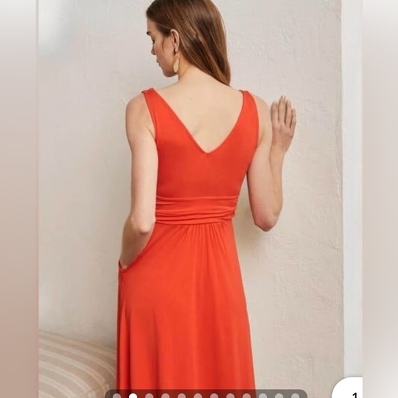 Boden elegant above knee V-neck sleeveless orange dress women’s sz 8R with flaws - Picture 7 of 12
